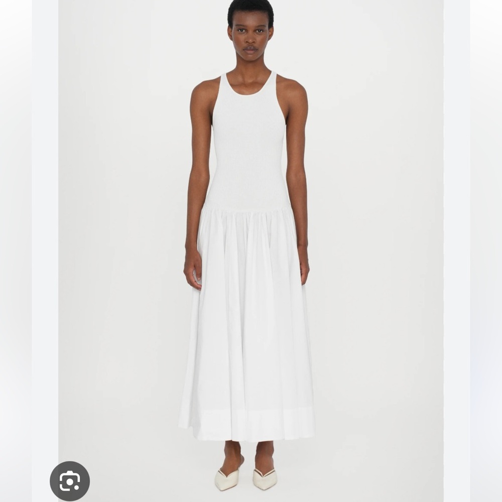 DKNY Ribbed White Knit Tank Style Maxi Dress